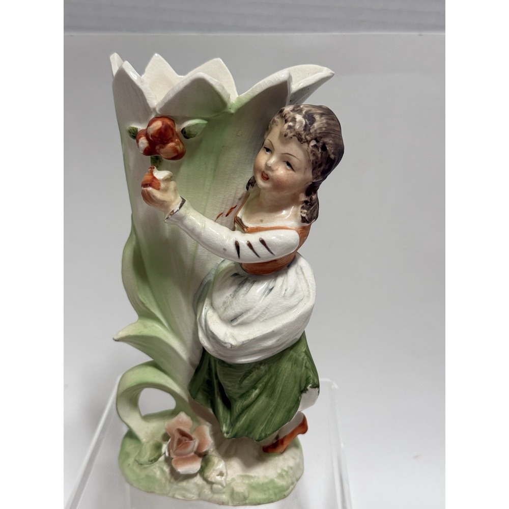 Vintage Inarco Japan Figural Flower Girl Bud Vase / Small Planter